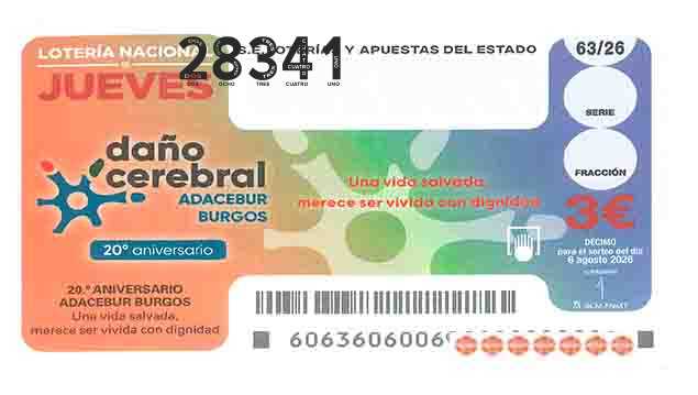 Décimo 28341 del sorteo 63-06/08/2026 Jueves