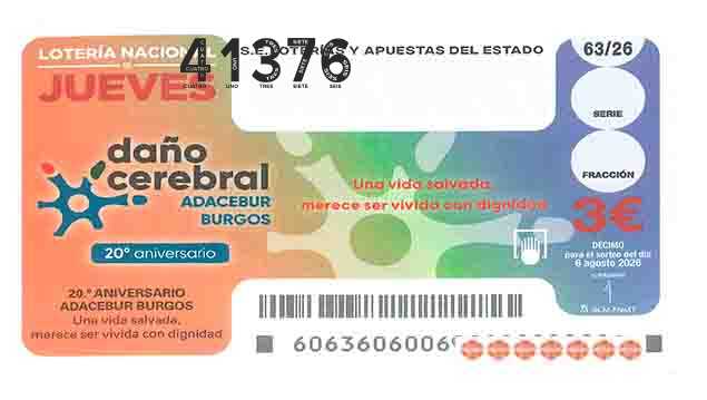 Décimo 41376 del sorteo 63-06/08/2026 Jueves