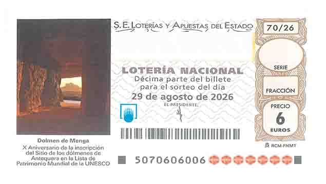 Décimo 12964 del sorteo 70-29/08/2026 Sábado